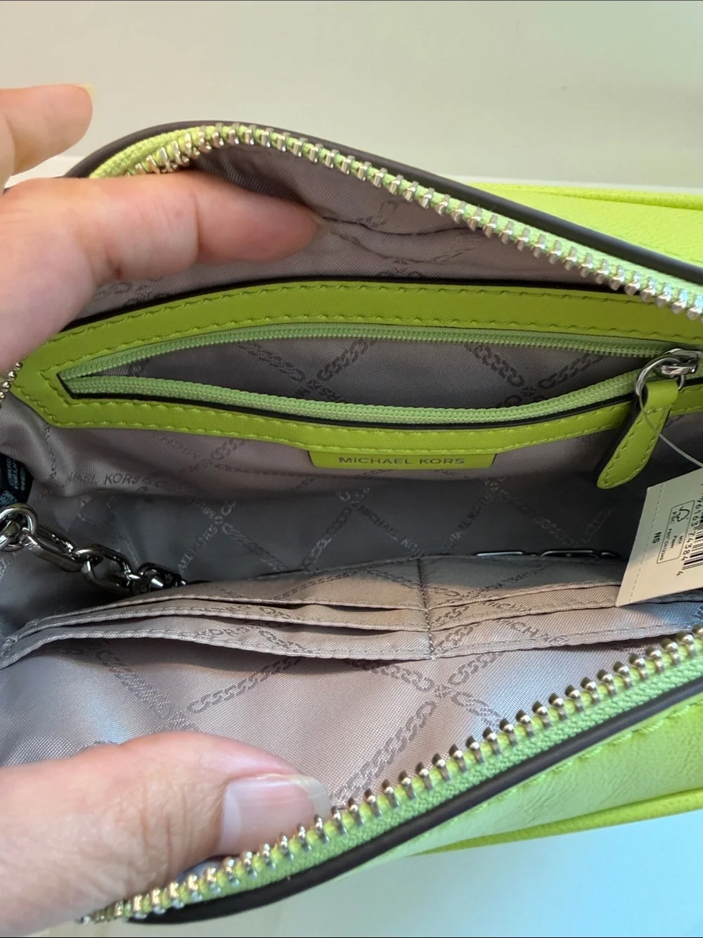 NWT Michael Kors Lime Green MK Logo Crossbody Bag